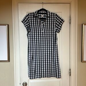 J Crew black and white check mini shift dress, size medium